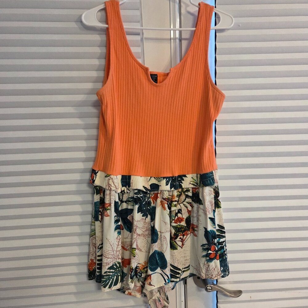 SHEIN Romper – Size 1X – Peach & Tropical Print